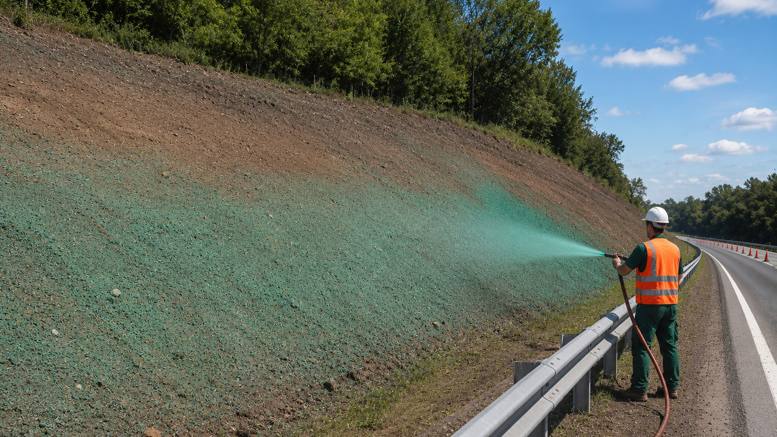 Hydroseeding d'un talus par TPF