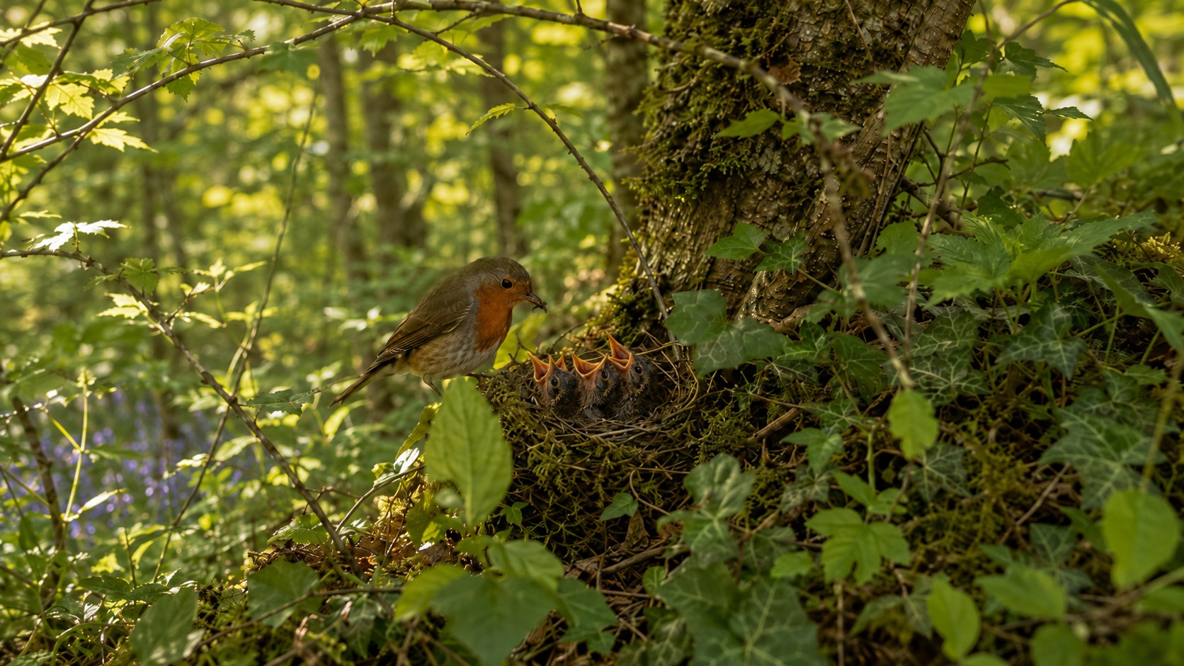 Nidification en forêt - Le Rouge-gorge