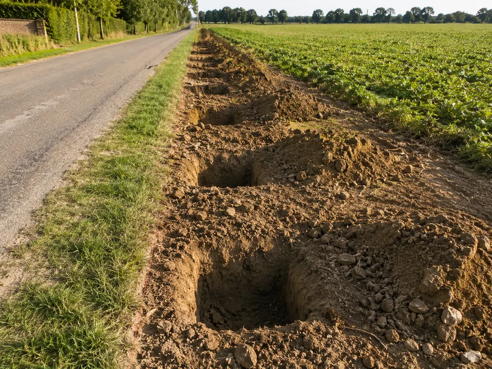 Fosse de plantation d'alignement en bordure de voirie communale